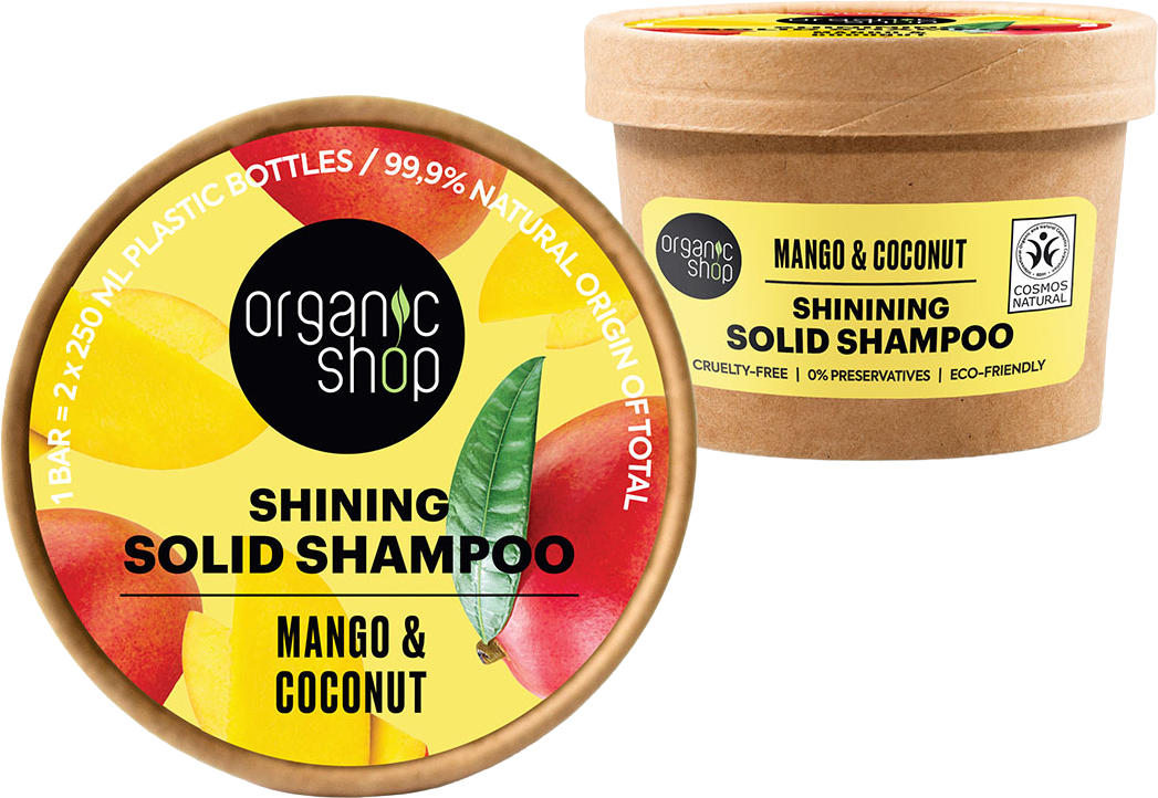 Organic Shop Tuhý šampon pro lesk vlasů Mango a kokos 60 g