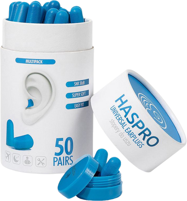 Haspro Tube50 Špunty do uší, modré 100 ks