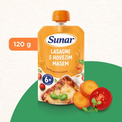 Sunar příkrm lasagne s hovězím masem 6m+ 120 g