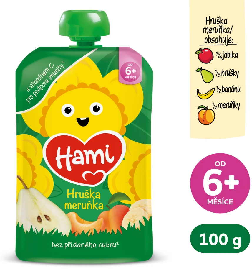 Hami příkrm kapsička Jablko, hruška, banán a meruňka 100 g