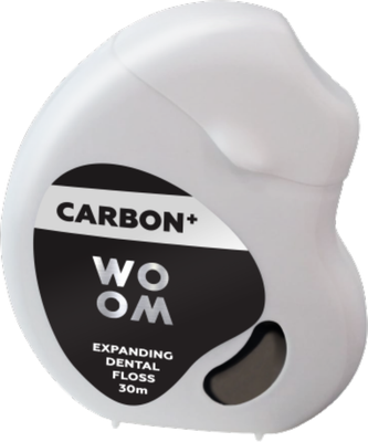 Woom Carbon+ Expandující černá zubní nit 30 m