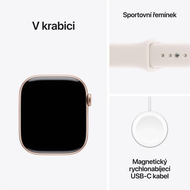 Apple Watch 11 GPS + Cellular 46mm Růžově zlatý hliník se světle ruměným sportovním řemínkem - M/L