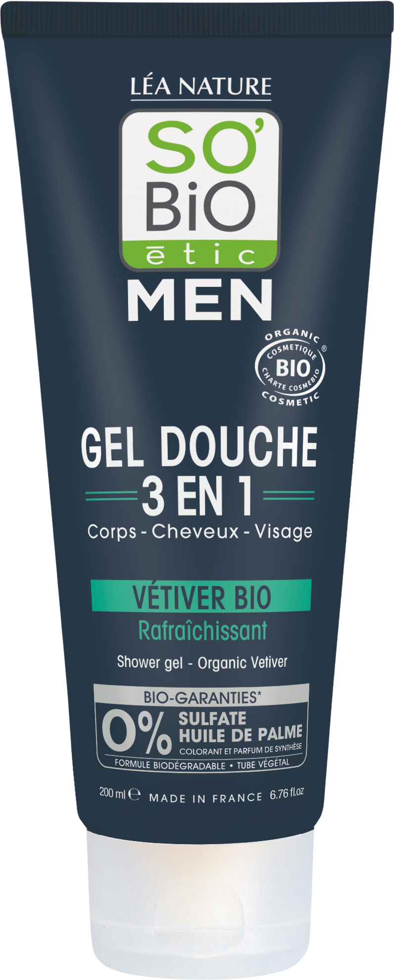 So´Bio étic Gel sprchový men 3v1 - osvěžující vetiver bio 200 ml