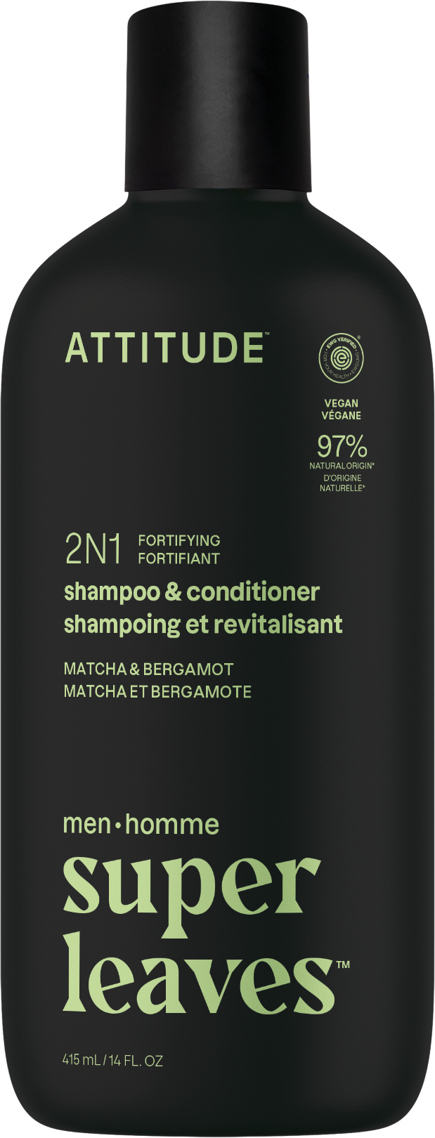 Attitude Pánský posilující šampon a kondicionér 2v1 Super leaves Matcha a Bergamot 415 ml
