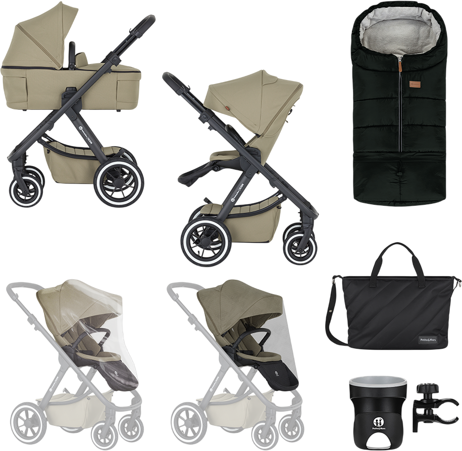 Petite&Mars Kočárek kombinovaný ICON 2v1 Mossy Green XXL AIR