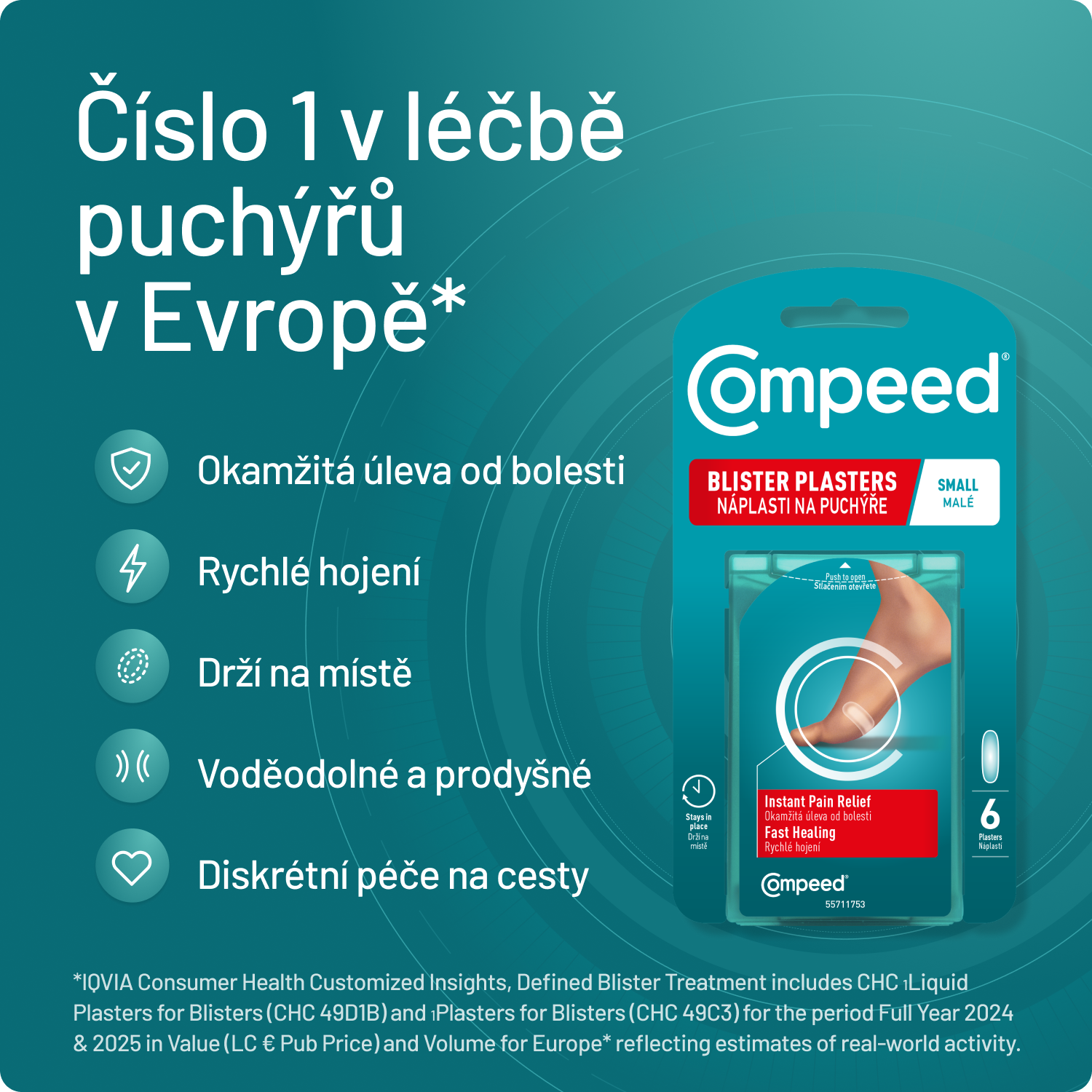 Compeed Náplast na puchýře malá 6 ks