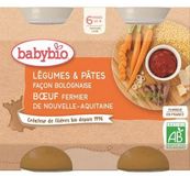 Babybio Příkrm zelenina s těstovinami na boloňský způsob s hovězím masem 2 x 200 g