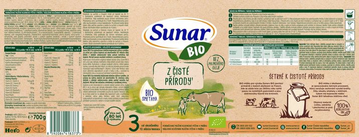 Sunar BIO 3 batolecí mléko 700 g
