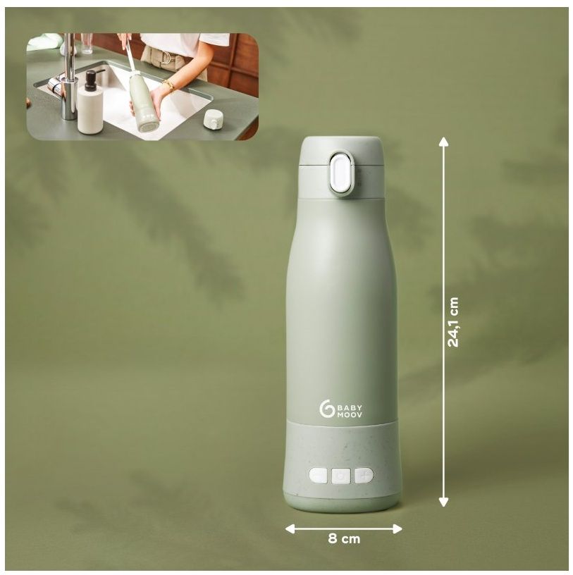 Babymoov Cestovní ohřívač Moov & Feed Sage Green 340 ml