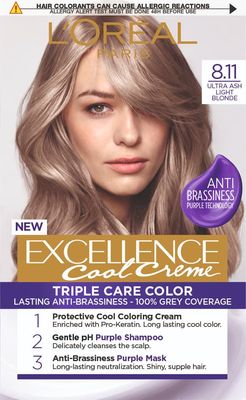 L'Oréal Paris Excellence Cool Creme 8.11 Ultra popelavá světlá blond Permanentní barva 192 ml
