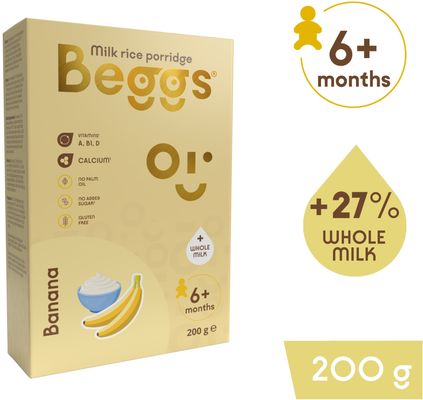 Beggs Mléčná rýžová kaše banánová 200 g
