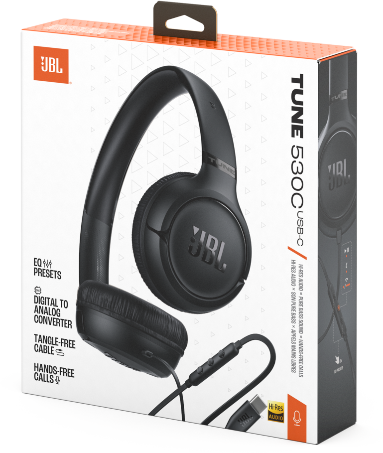 JBL Tune 530C Black, kabelová sluchátka na uši