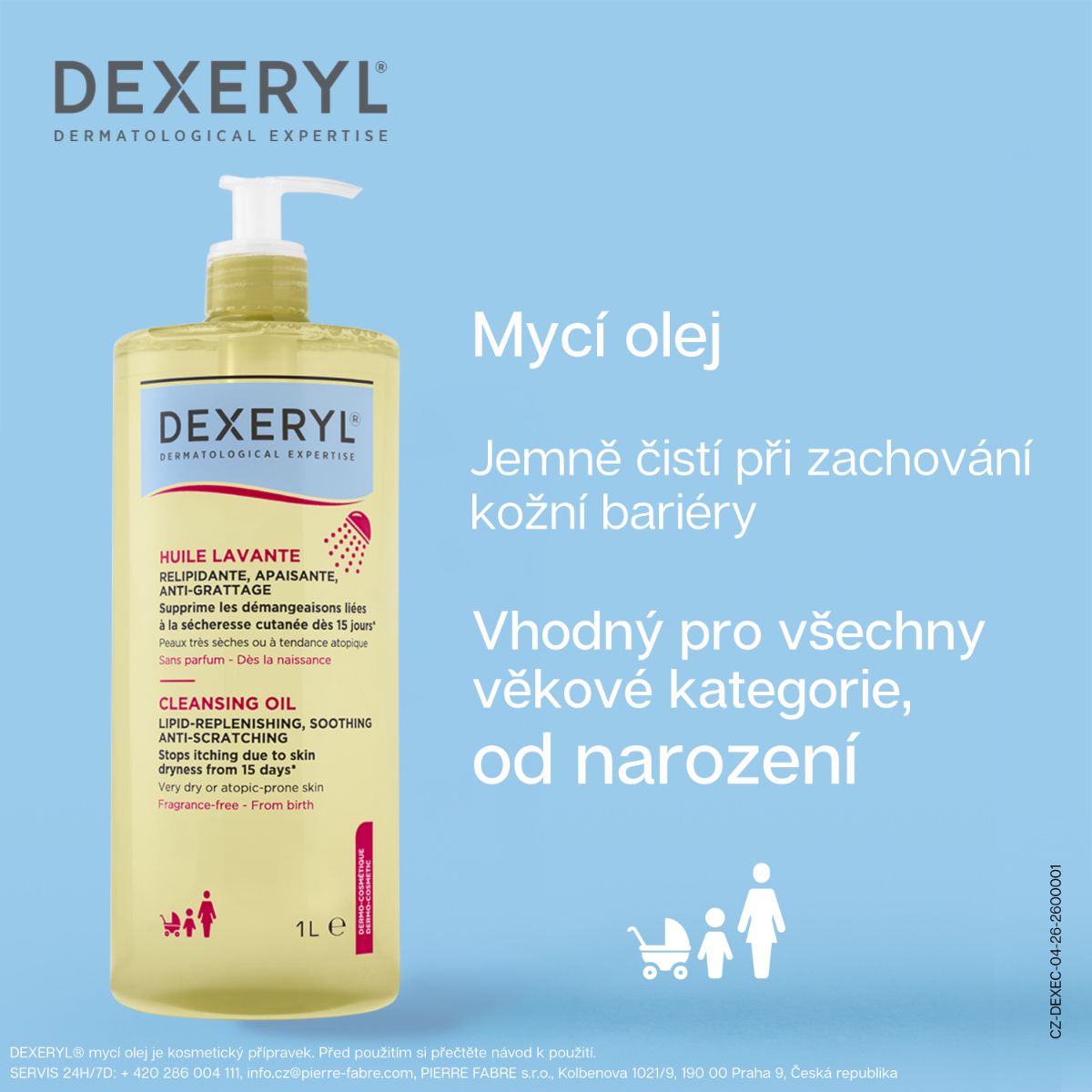 Dexeryl Mycí olej relipidační zklidňující a proti škrábání 1000 ml