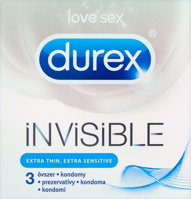 Durex Invisible Extra Vékony, Extra Érzékeny Óvszer 3 db
