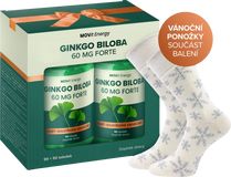 MOVit Energy Dárkové balení Ginkgo Biloba 60 mg, 180 tobolek + Vánoční ponožky