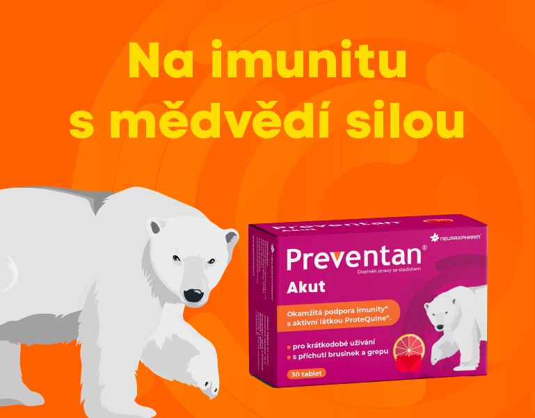Preventan akut Junior, pro děti od 3 do 15 let, posiluje imunity, obsahuje vitamín C, obsahuje inulin, slazeno stévii