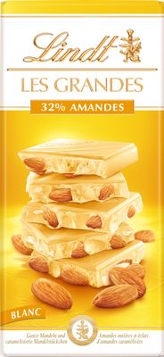 Lindt Lindt Les Grandes Bílá čokoláda s celými kousky mandlí 150 g