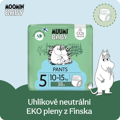 Muumi Baby Jednorázové eko kalhotkové pleny 5 Maxi+ 10-15 kg 114 ks