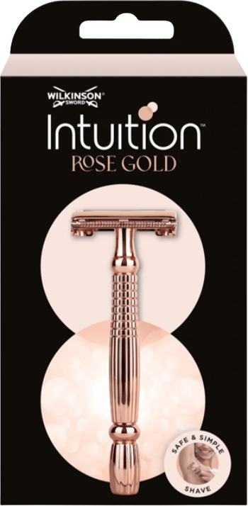 Wilkinson Sword Intuition Double Edge Rose Gold Razor Dámský kovový strojek Classic + žiletky 10 ks
