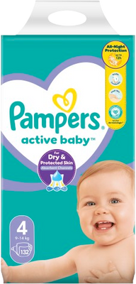 Pampers Active Baby plenky vel. 4, 9-14 kg, 132 ks