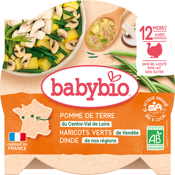 Babybio brambory a fazolky s krůtími plátky 230 g