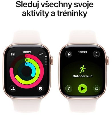 Apple Watch 11 GPS + Cellular 46mm Růžově zlatý hliník se světle ruměným sportovním řemínkem - S/M