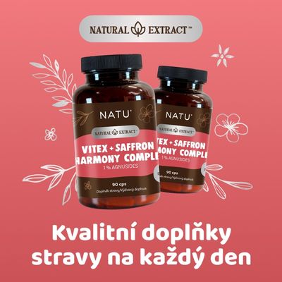 Natu Natural Extract, Drmek extrakt (1% agnusidů) se šafránem 90 kapslí