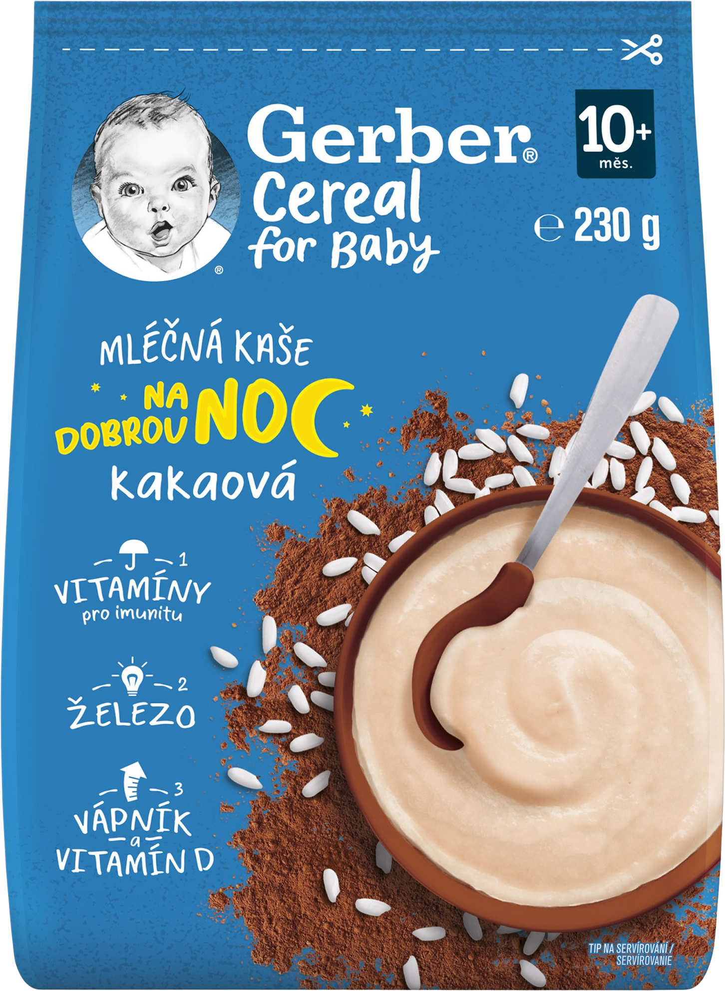Gerber Cereal mléčná kaše kakaová Dobrou noc 230 g