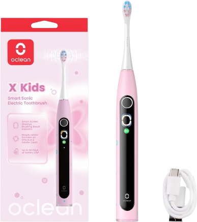 Oclean X Kids Black dětský sonický kartáček, růžový