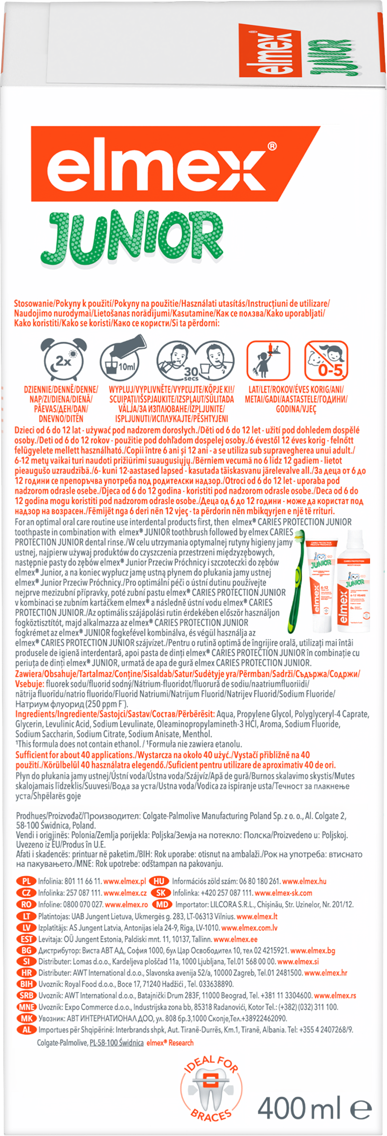 Elmex Caries Protection Junior ústní voda 6-12 let 400 ml