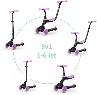 Qplay Koloběžka / odrážedlo Sema Evo s LED světly Violet