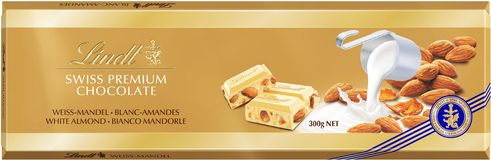 Lindt Gold Tablet Švýcarská bílá čokoláda s mandlemi 300 g