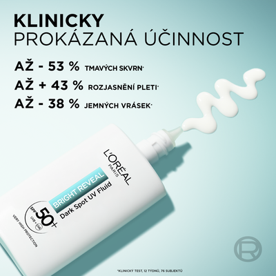 L'Oréal Paris Bright Reveal Denní Anti-UV Fluid SPF 50+ proti tmavým skvrnám, 50 ml