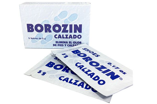 borozin, eliminacie zápachu noh a topánok, potenie, adstringentný účinok