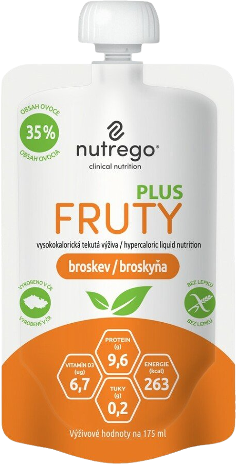 Nutrego FRUTY PLUS broskev por.sol. 4 x 175 ml