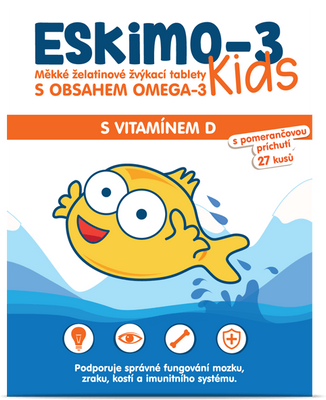 Eskimo Kids Eskimo-3 Kids Omega 3 s vitaminem D žvýkací tablety 27 ks