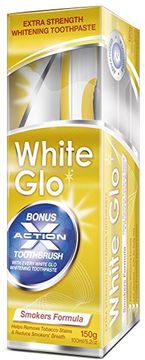 White Glo Zubní pasta Smokers pro kuřáky + Kartáček a mezizubní kartáček ZDARMA 150 g
