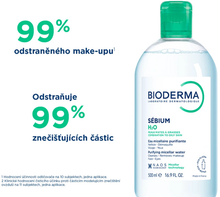 Bioderma Sébium H2O micelární voda na mastnou pleť a akné 500 ml