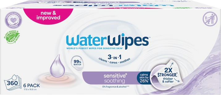 Waterwipes Ubrousky vlhčené Soothing clean bez obsahu plastů 6 x 60 ks