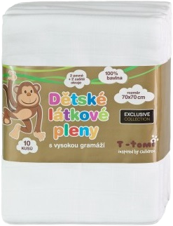 T-Tomi Látkové TETRA pleny, bílé 70 x 70 cm 10 ks