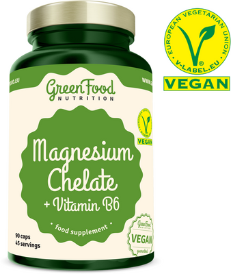 GreenFood Nutrition Magnesium Chelate + Vitamin B6 90 kapslí