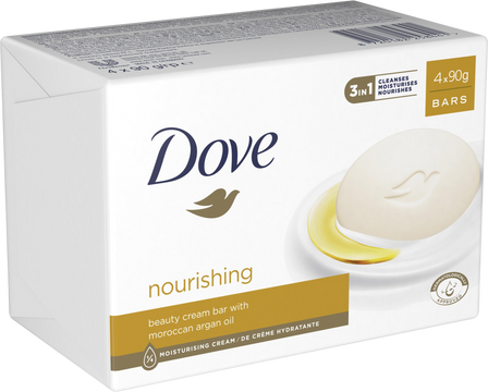 Dove Nourishing Arganový olej Krémové mýdlo Multipack 4 x 90 g