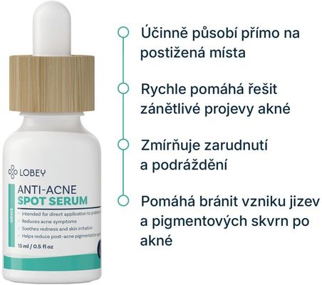 Lobey Lokální sérum na akné s okamžitým účinkem 15 ml