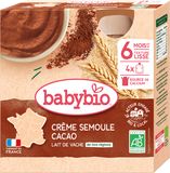 Babybio mléčná krupicová svačinka s kakaem 4 x 85 g