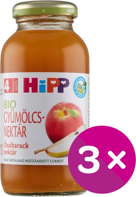 HiPP BIO őszibarack gyümölcsnektár bébiital (4 hónapos kortól) 3x200 ml