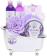 Vivaco Dárkové balení levandule premium - sprchový gel a šampon + sůl do koupele + tělové mléko + zvláčňující krém+ 2x dárek