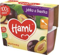 Hami ovocný příkrm 100% ovoce jablko a švestka 4 x 100 g