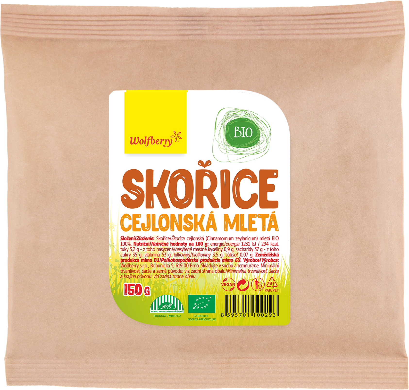 Wolfberry Skořice cejlonská mletá BIO 150 g
