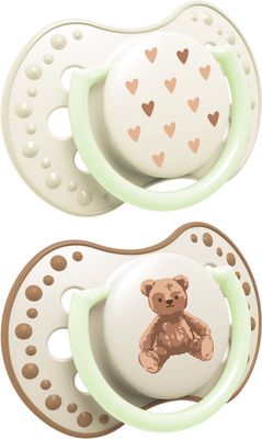 LOVI Dudlík svítící silikonový dynamický TEDDY LOVE 0-6m 2 ks