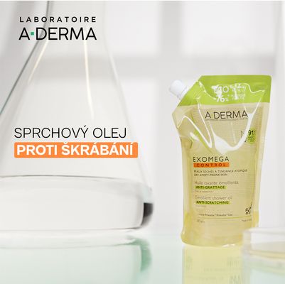 A-Derma Exomega Control zvláčňujíci sprchový olej - recyklovatelná ECO náhradní náplň 500 ml
